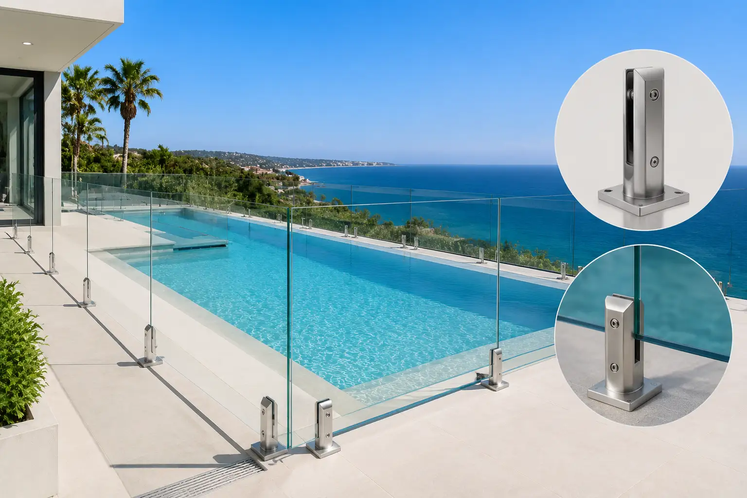 Glass Railing Clamp Spigot Stainless Steel Frameless Glass Baluster For Pool Fence Glass Railing Clamp Spigot Stainless Steel Frameless Glass Baluster For Pool Fence