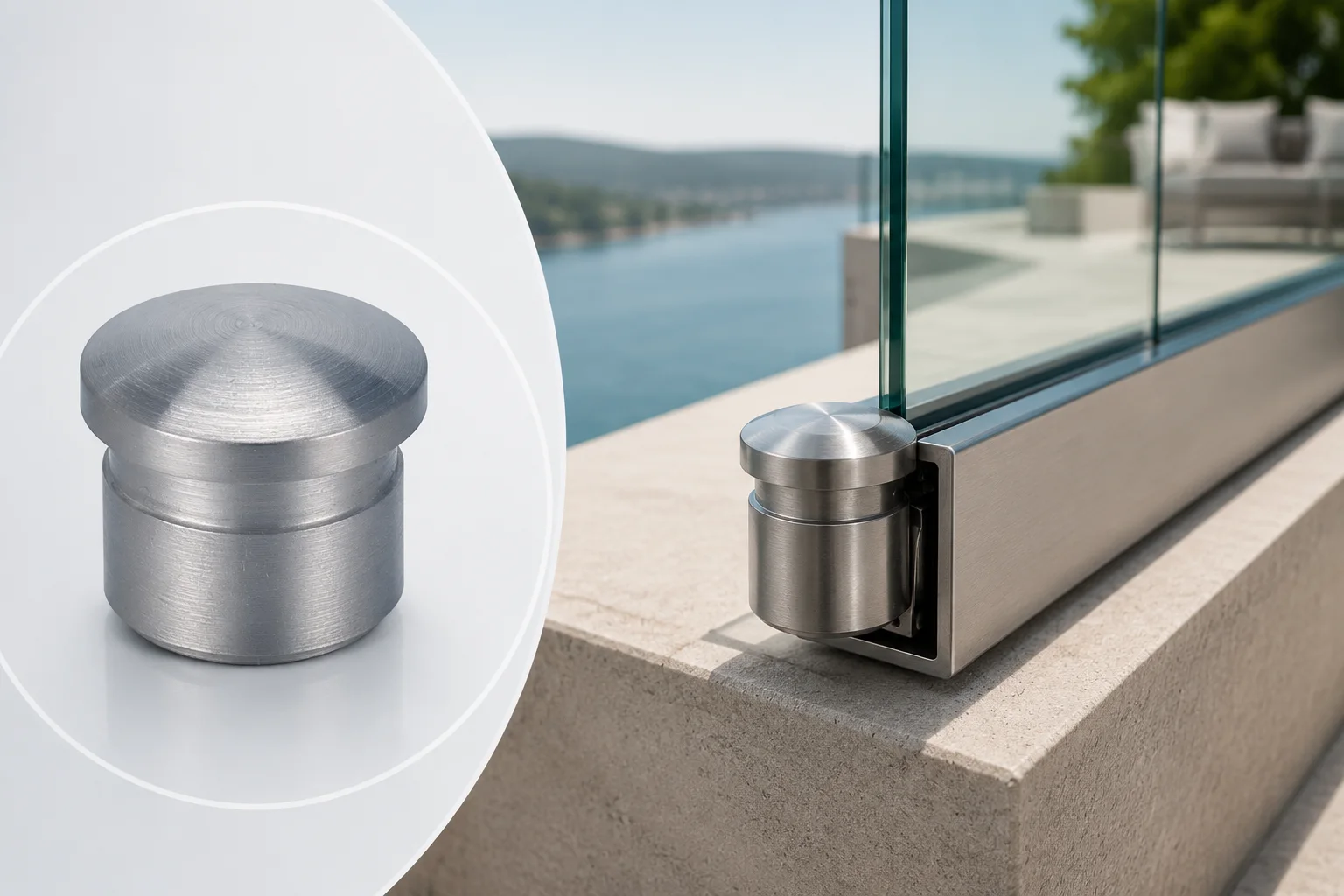 Channel Glass Railing End Cap for Frameless System Channel Glass Railing End Cap for Frameless System