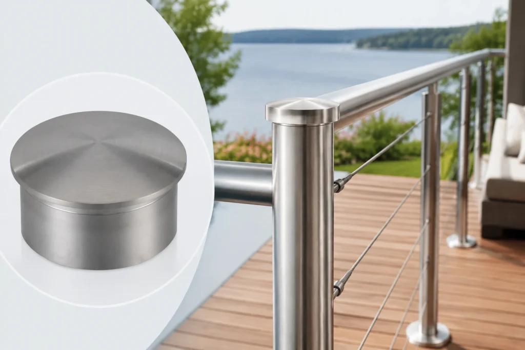 Stainless Steel Deck Fence Post Pipe End Cap For Handrail
