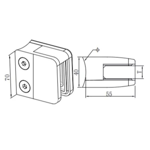 Balustrade System Glass Railing Clamp Fittings Square Glass Clamp