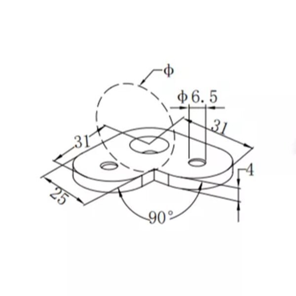 Stainless Steel 90 Degree Glass Connector