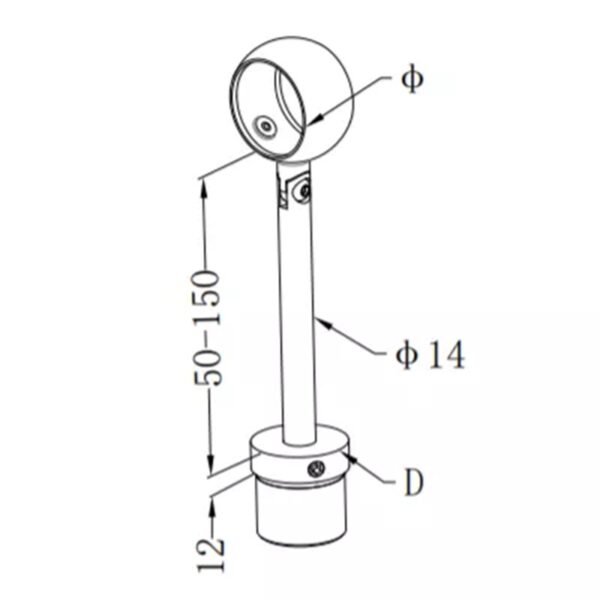 Stair Stainless Steel Square Round Glass Mount Handrail Bracket