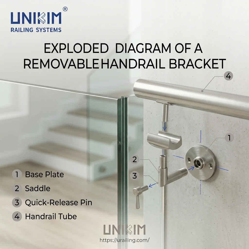 removable handrail bracket components