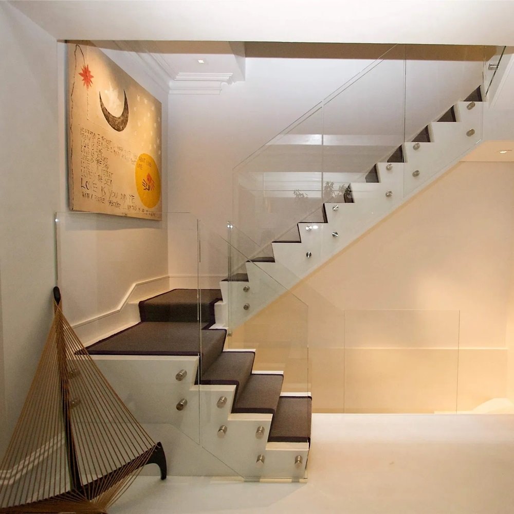 Frameless Stainless Steel Balustrades Stair Standoff Glass Railing