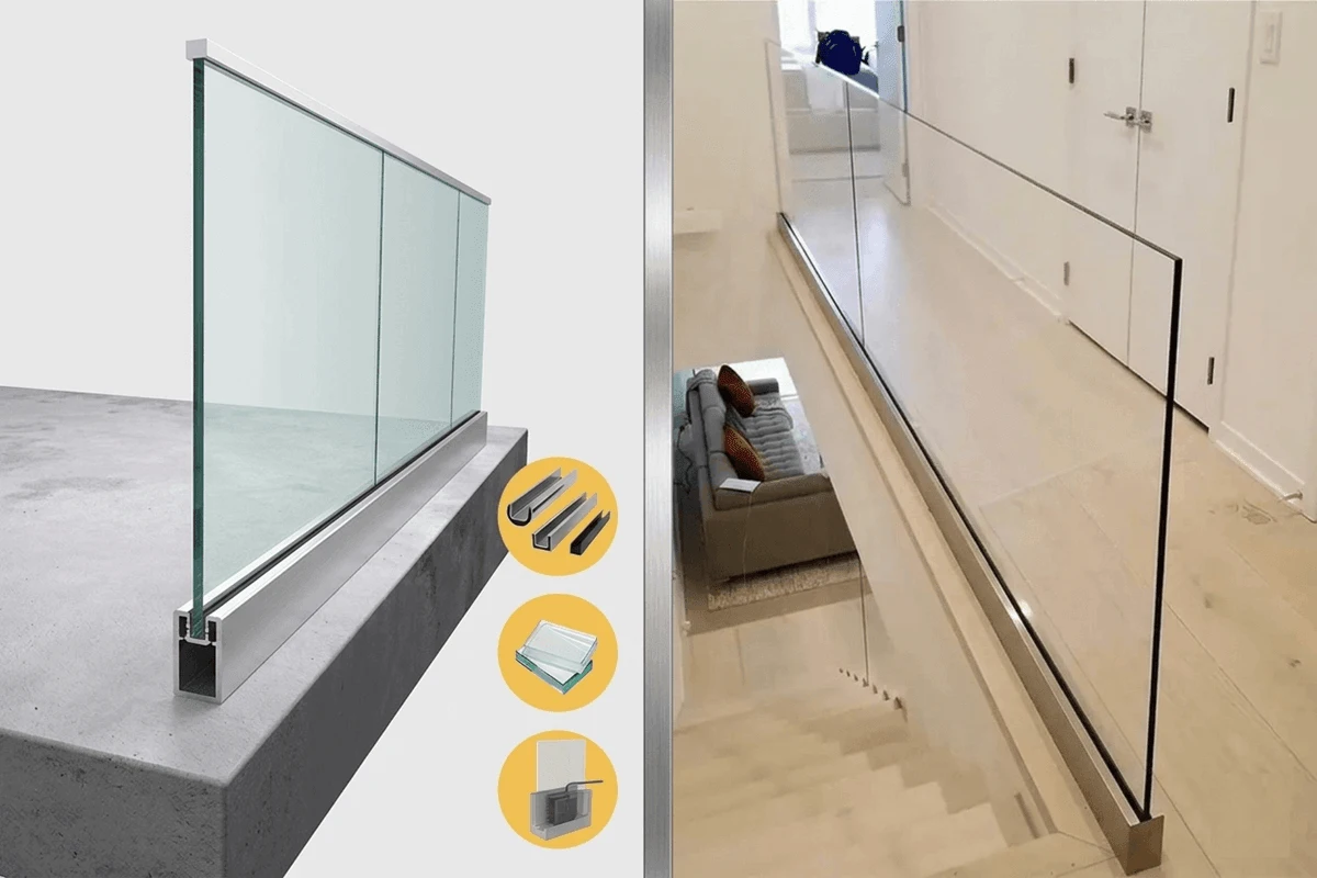 Aluminum Base Shoe U Channel Glass Profile