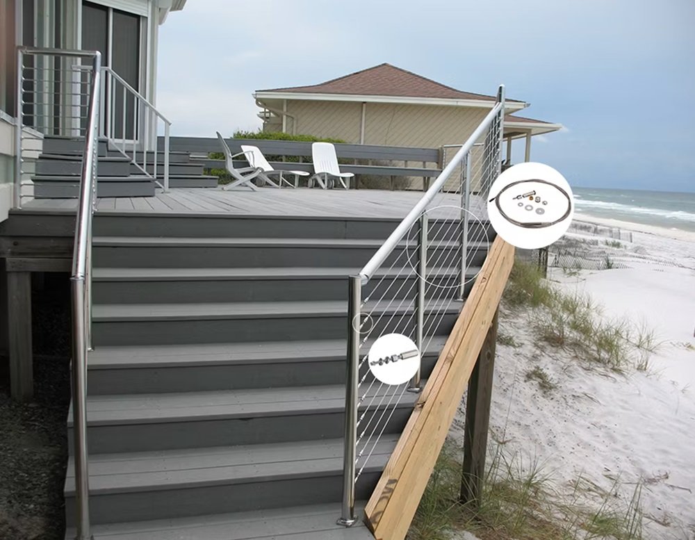 DIY Stainless Steel Tension Cable Deck Railing End Fittings UNIKIM