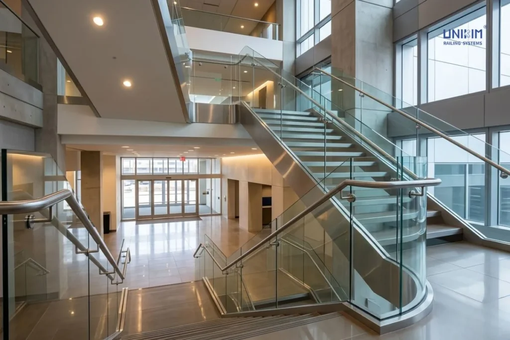 UNIKIM Glass Railing for Commercial Staircases