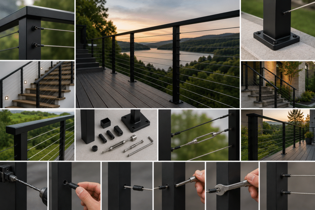 Matte Black Cable Railing Systems Design Tips and Installation Guide