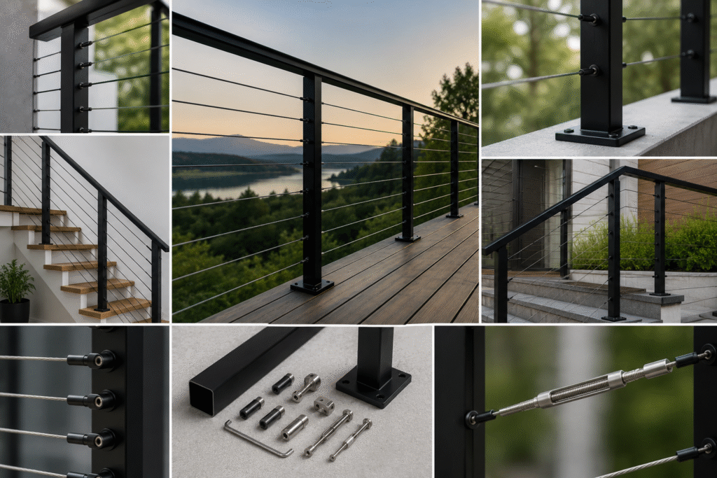 black cable railing system