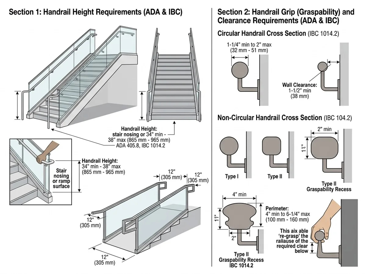 Handrail Height and Grip Requirements ADA and IBC