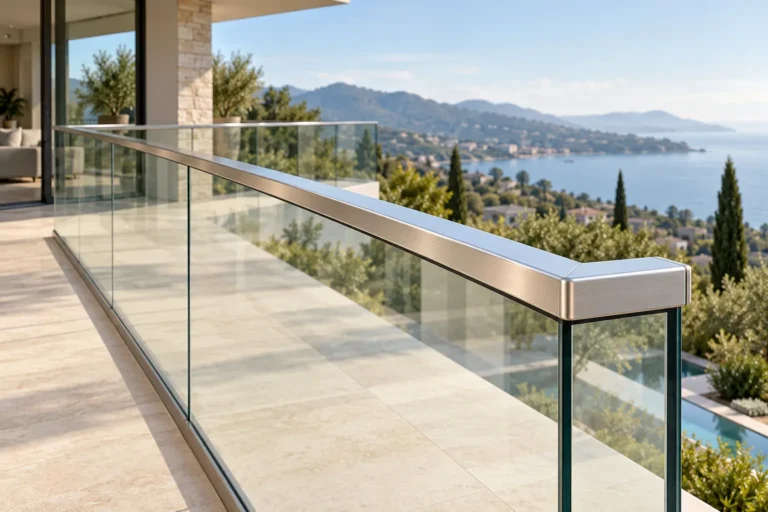Brushed Steel U Channel Glass Handrail