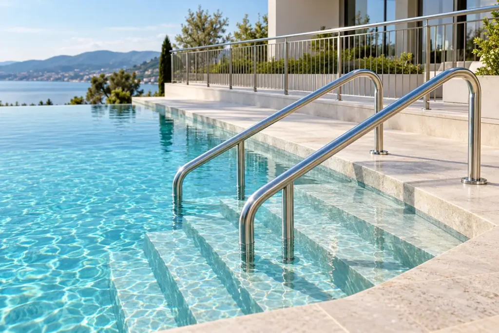 Elegant Stainless Steel Pool Handrails