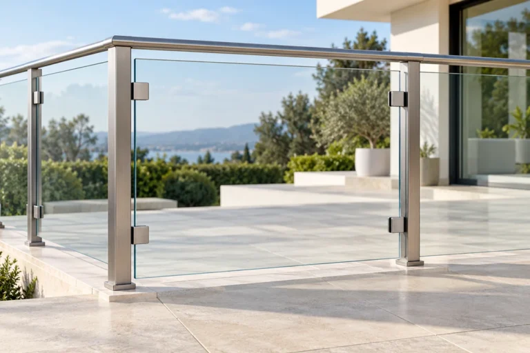 Four clamp glass balustrade layout