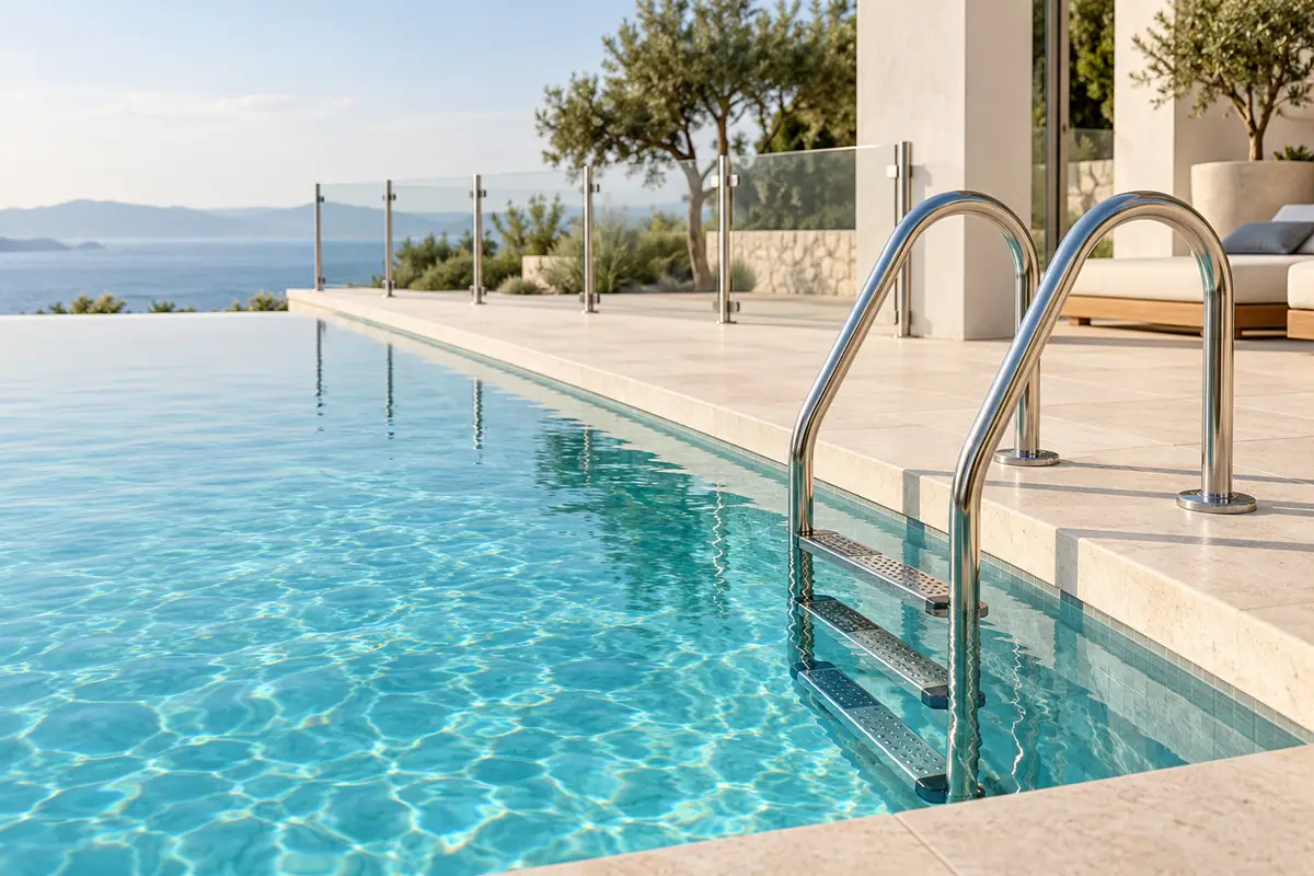 Polished Stainless Steel Poolside Ladder