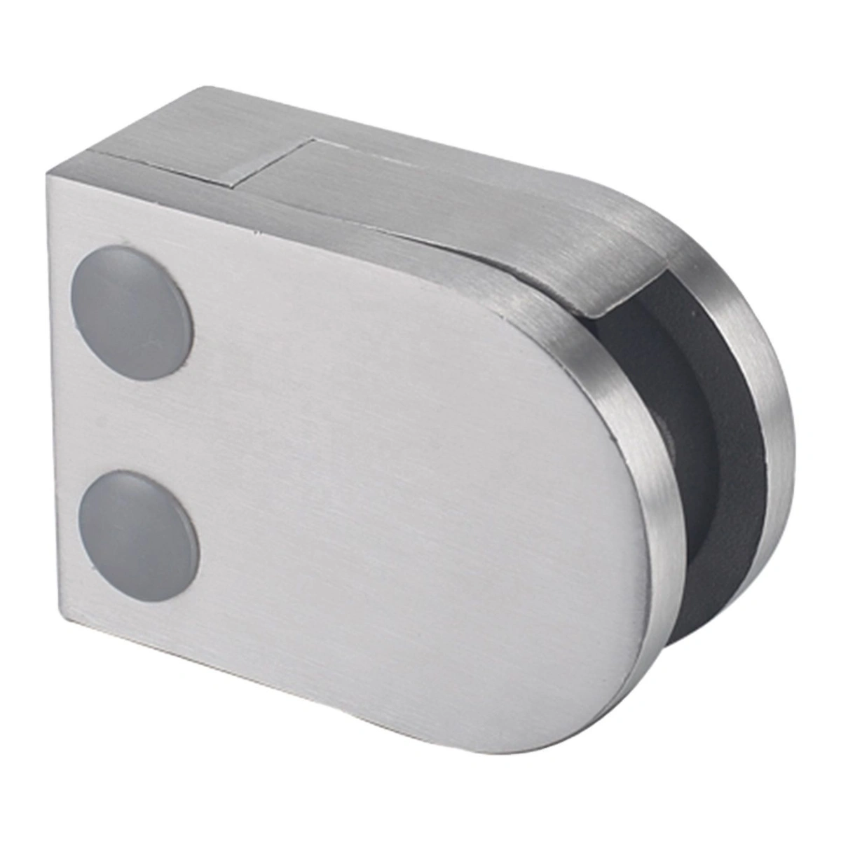 D-shape glass clamp 63×45 mm in brushed stainless steel, UNIKIM MOD 2012