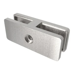 Rectangular double-sided glass clamp MOD-2053 for two glass panels, stainless steel