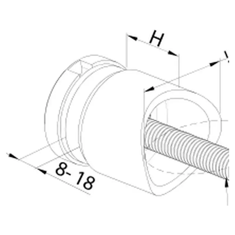 Glass Standoff Ø30 × 50 mm MOD-2150 technical drawing with dimensions – UNIKIM railing hardware