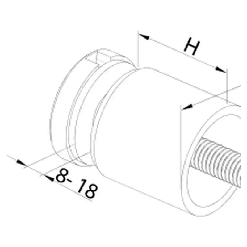 Glass Standoff Ø30 × 50 mm MOD-2150 technical drawing with dimensions – UNIKIM railing hardware
