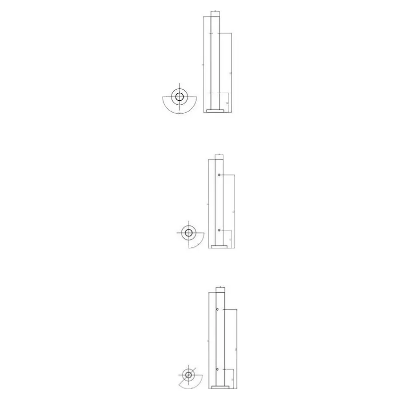 Round 90° Corner Post MOD-9030 technical drawing with dimensions – UNIKIM railing hardware