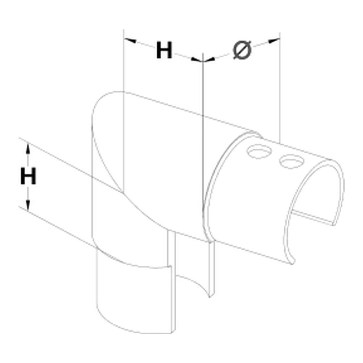 Slot Tube Vertical Elbow 90° MOD-1120 technical drawing with dimensions – UNIKIM railing hardware
