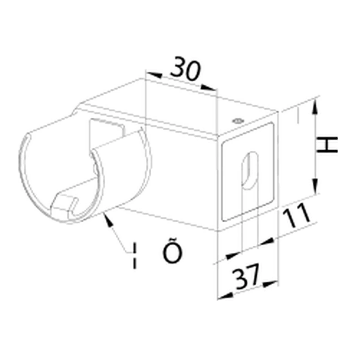 Slot Tube Wall End Fitting MOD-1172 technical drawing with dimensions – UNIKIM railing hardware
