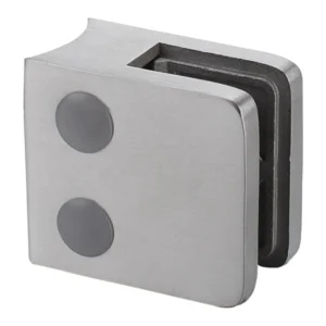 Square Glass Clamp 45×45 mm MOD-2020, brushed stainless steel