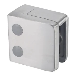 Square stainless steel glass clamp with baffle plate, UNIKIM MOD 2021 / 2023