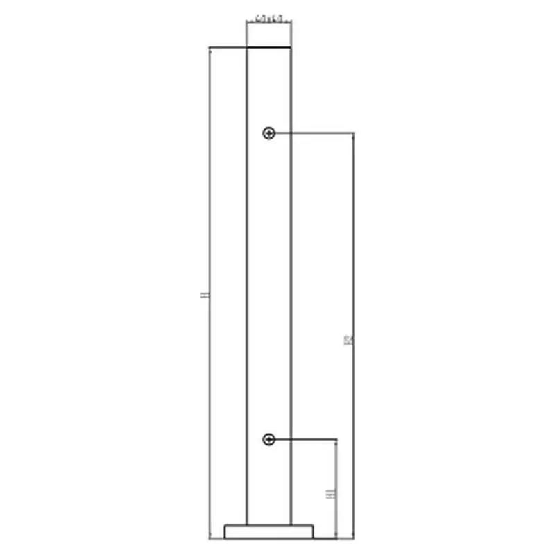 Square End Post MOD-9060 technical drawing with dimensions – UNIKIM railing hardware