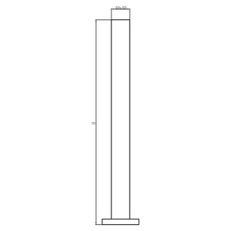 Square Railing Post 40 × 40, No Holes MOD-9050 technical drawing with dimensions – UNIKIM railing hardware