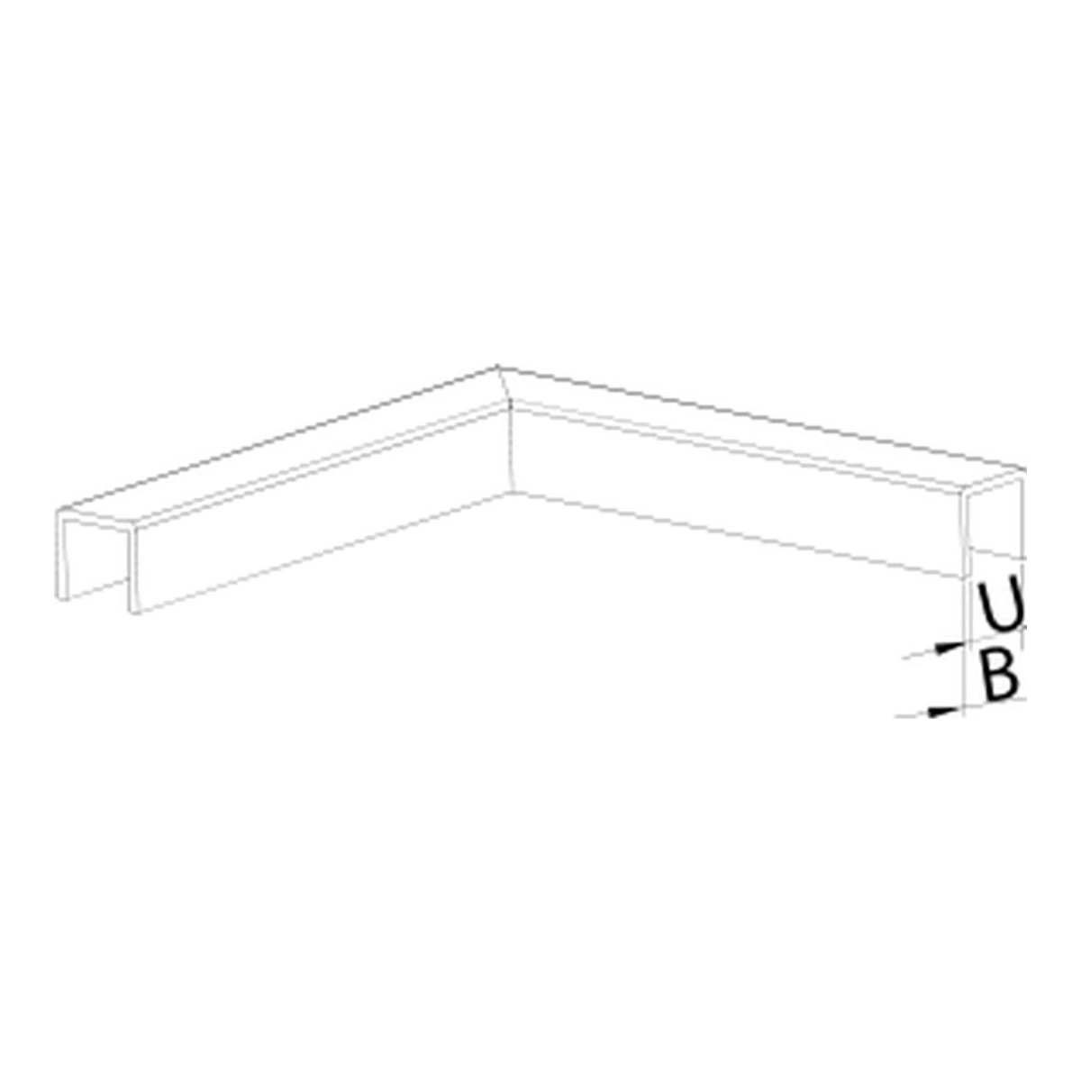 U Cap Rail Corner 90° MOD-0302 technical drawing with dimensions – UNIKIM railing hardware